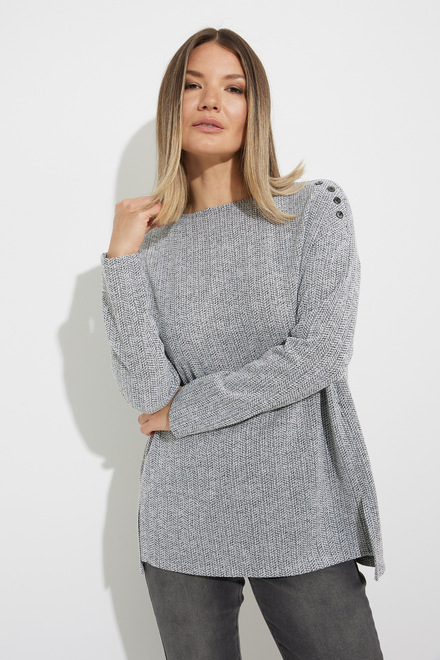 Joseph Ribkoff Button Adornment Sweater Style 224190. Heather Grey