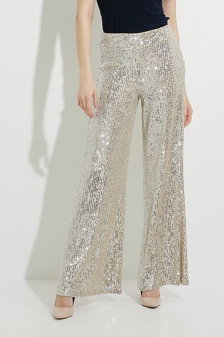 Joseph Ribkoff Sequin Detail Pants Style 224207. SILVER/NUDE