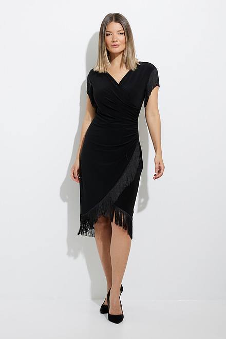 Joseph Ribkoff Fringe Hem Dress Style 224209. Black. 5