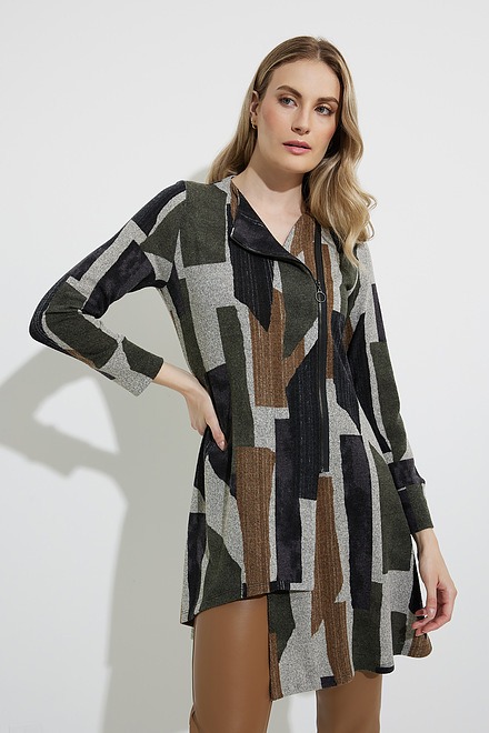 Joseph Ribkoff Abstract Print Cover-Up Style 224235. Grey/multi. 3