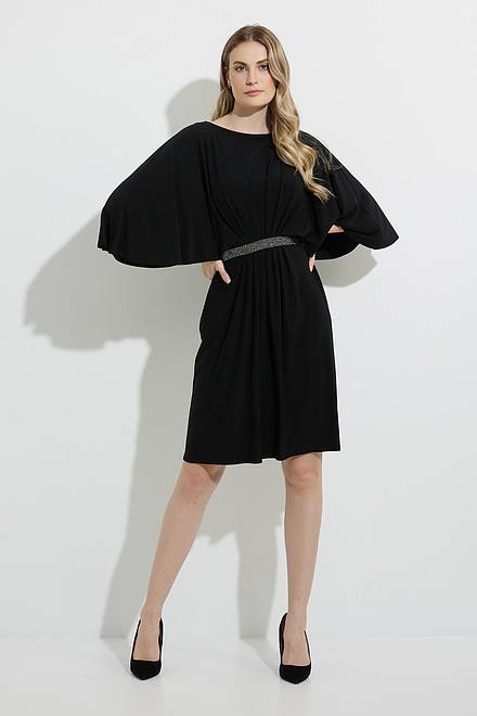 Joseph Ribkoff Flutter Sleeve Dress Style 224257. Black