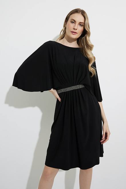 Joseph Ribkoff Flutter Sleeve Dress Style 224257. Black. 3