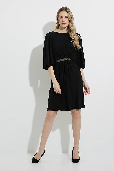 Joseph Ribkoff Flutter Sleeve Dress Style 224257. Black. 5