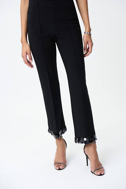 Joseph Ribkoff Sequin Trim Pants Style 224290. Black. 2
