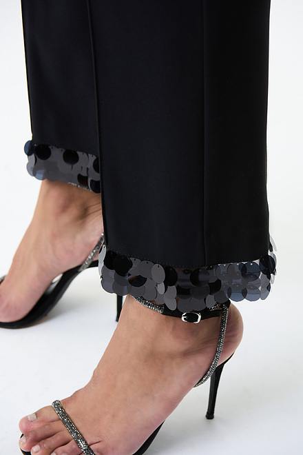 Joseph Ribkoff Sequin Trim Pants Style 224290. Black. 3