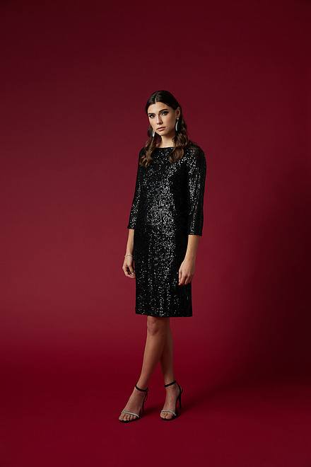 Joseph Ribkoff All-Over Sequin Dress Style 224300. Black. 7