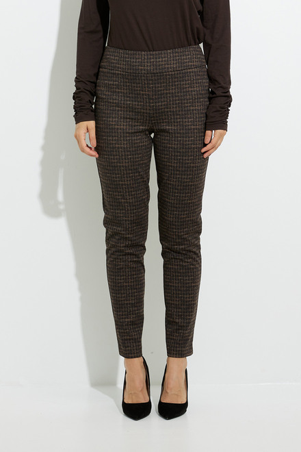 Joseph Ribkoff Checkered Pants Style 224325. Black/brown