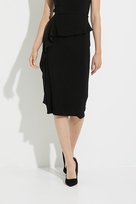 Joseph Ribkoff Ruffled Pencil Skirt Style 224338. Black. 2