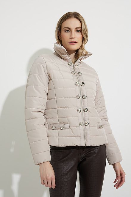 Button Front Puffer Jacket Style 224908