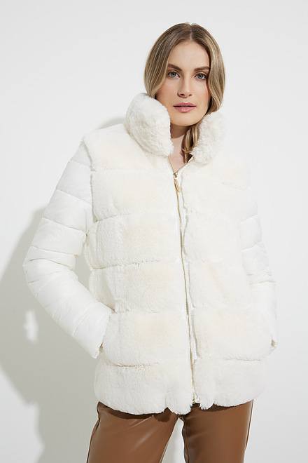 Joseph Ribkoff Faux Fur Puffer Coat Style 224909. Vanilla 30. 3
