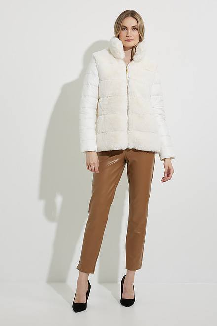 Joseph Ribkoff Faux Fur Puffer Coat Style 224909. Vanilla 30. 5