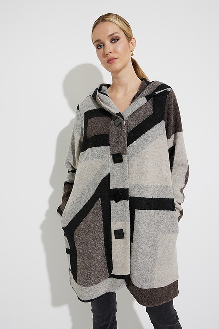Joseph Ribkoff Abstract Knit Coat Style 224920. Black/multi. 3