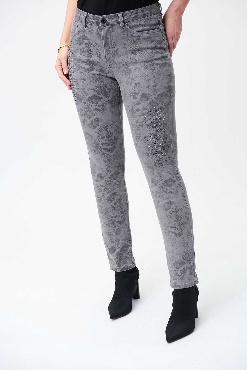 Joseph Ribkoff Printed Jeans Style 224925. Grey 163