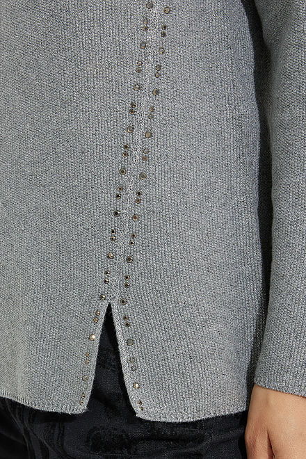 Joseph Ribkoff Crew Neck Knit Top Style 224926. Grey/silver. 4