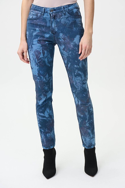 Joseph Ribkoff Reversible Paisley Printed Jeans Style 224935. Blue/multi. 2