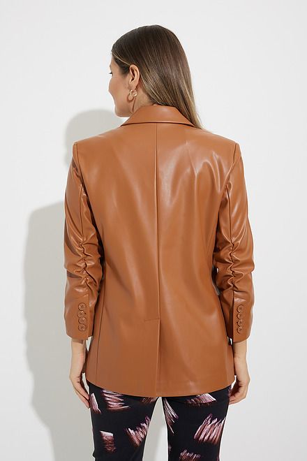 Joseph Ribkoff Faux Leather Blazer Style 224946. Maple. 3