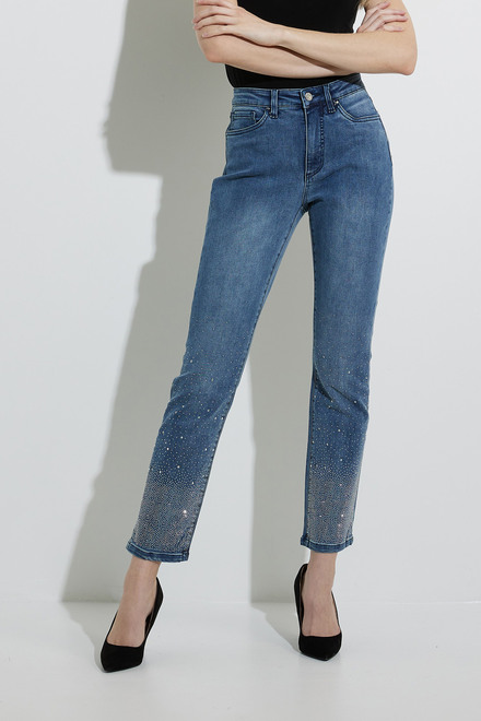 Joseph Ribkoff Glitter Detail Jeans Style 224952. Denim Medium Blue