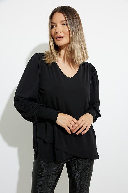 1&egrave;re Avenue Bishop Sleeve Top Style A22301. Black. 2