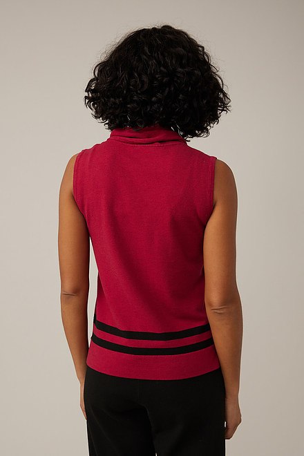 Emproved Turtleneck Sleeveless Top Style A2202. Ruby Red Blk . 2