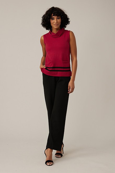 Emproved Turtleneck Sleeveless Top Style A2202. Ruby Red Blk . 5