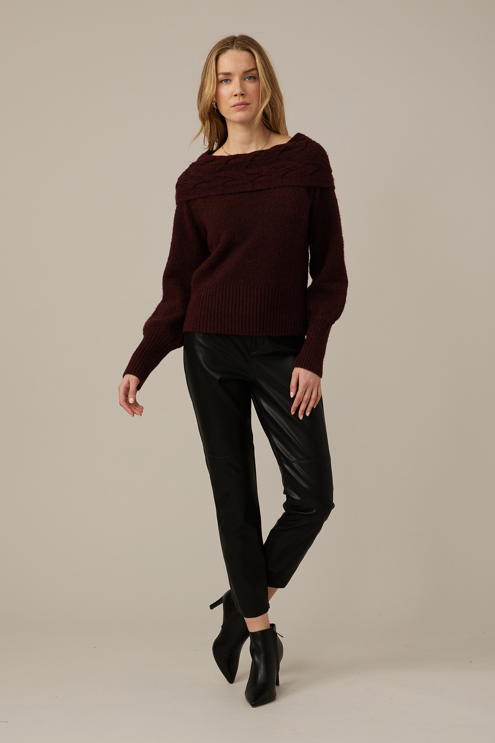 Emproved Textured Knit Sweater Style A2203. Wine