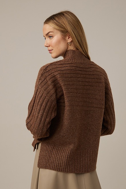 Emproved Textured Turtleneck Sweater Style A2205. Chocolate