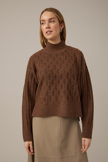Emproved Textured Turtleneck Sweater Style A2205. Chocolate. 5