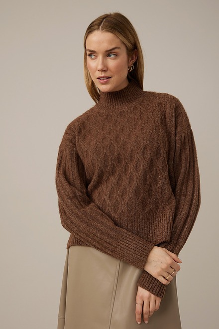 Emproved Textured Turtleneck Sweater Style A2205. Chocolate