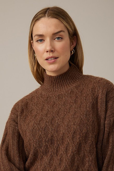 Emproved Textured Turtleneck Sweater Style A2205. Chocolate. 3
