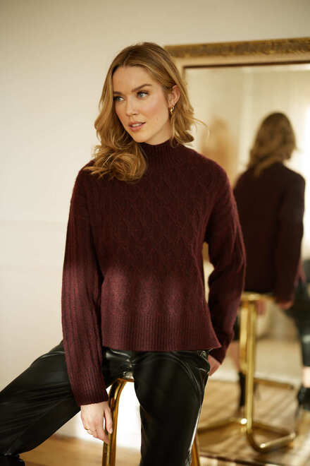 Emproved Textured Turtleneck Sweater Style A2205. Deep Wine