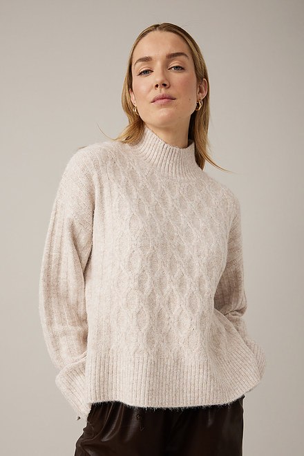 Emproved Textured Turtleneck Sweater Style A2205. Oatmeal