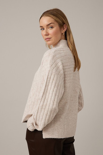 Emproved Textured Turtleneck Sweater Style A2205. Oatmeal. 2