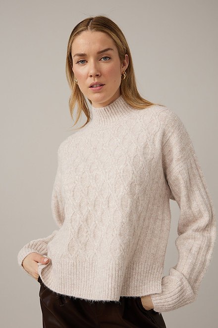 Emproved Textured Turtleneck Sweater Style A2205. Oatmeal. 3
