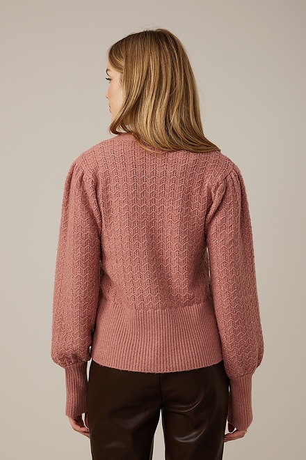Emproved Puff-Sleeve Cardigan Style A2212. Powdered Rose. 3