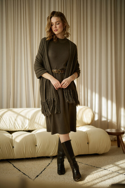 Emproved Midi Knit Dress Style A2238. Olive 