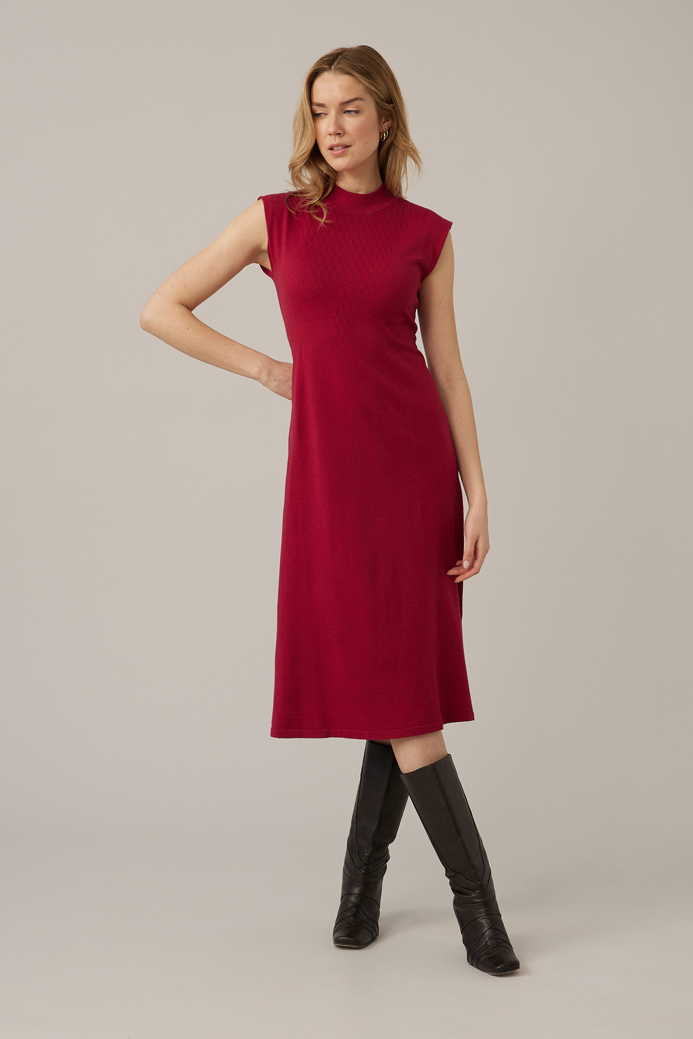 Emproved Midi Knit Dress Style A2238. Ruby