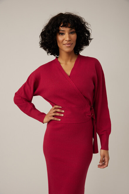 Emproved Wrap Knit Top Style A2240. Ruby