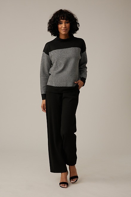 Emproved Chevron Print Sweater Style A2241. Black Grey. 5