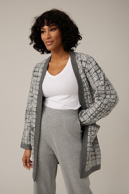 Emproved Abstract Plaid Cardigan Style A2245. Grey Combo. 4