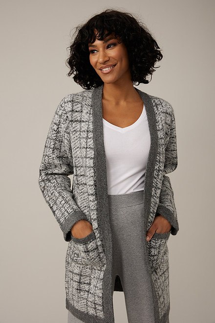 Emproved Abstract Plaid Cardigan Style A2245. GREY COMBO
