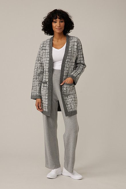 Emproved Abstract Plaid Cardigan Style A2245. Grey Combo. 5