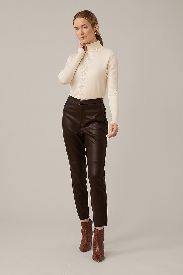 Emproved Vegan Leather Pants Style A2261. Chocolate