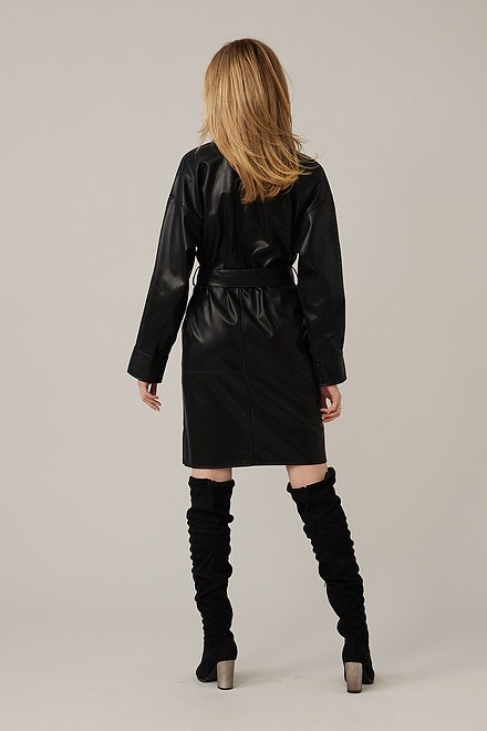 Emproved Vegan Leather Shirt Dress Style A2262. Black. 3