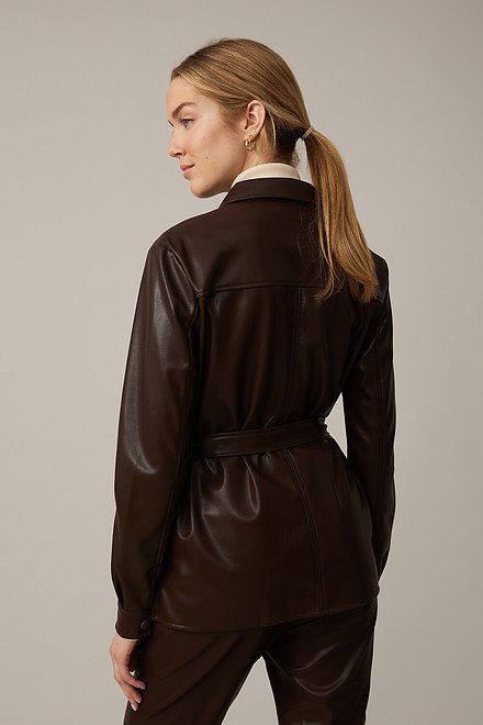 Emproved Vegan Leather Shirt Jacket Style A2263. Chocolate. 2