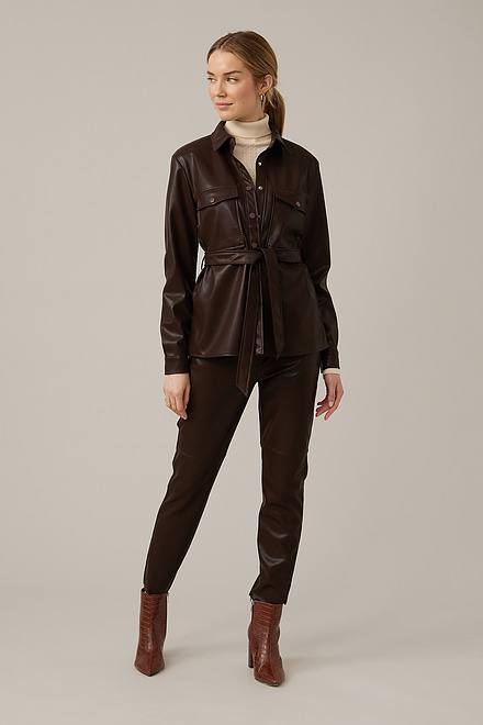 Emproved Vegan Leather Shirt Jacket Style A2263. Chocolate. 5