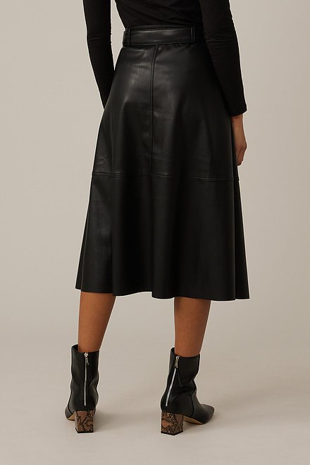 Emproved Vegan Leather Midi Skirt Style A2264. Black. 2
