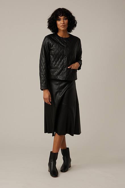 Emproved Vegan Leather Midi Skirt Style A2264. Black. 5