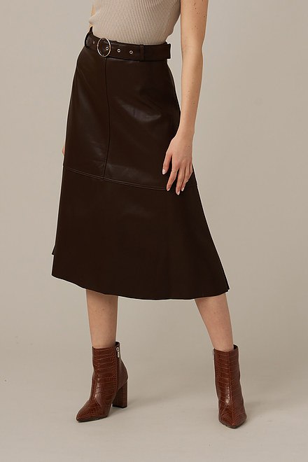 Emproved Vegan Leather Midi Skirt Style A2264. Chocolate. 2