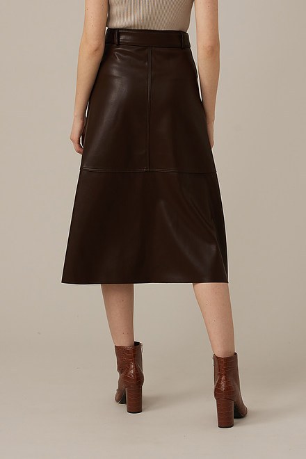 Emproved Vegan Leather Midi Skirt Style A2264. Chocolate. 3