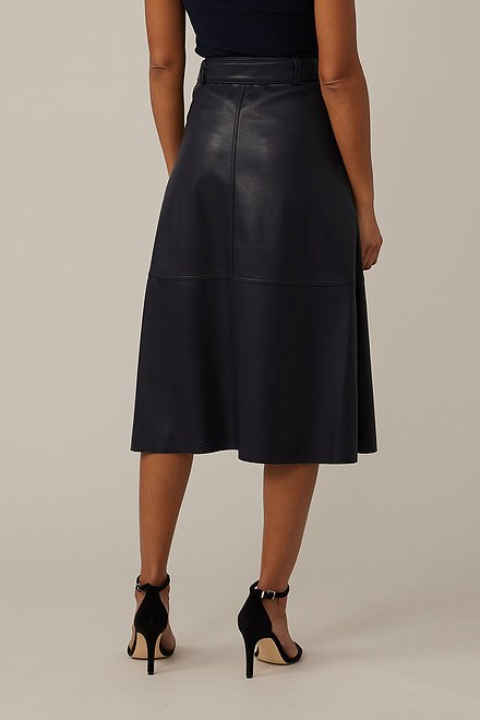 Emproved Vegan Leather Midi Skirt Style A2264. Navy. 3